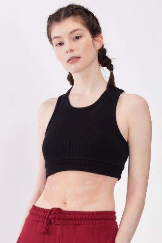Organic Cotton Ribbed Top in Black
