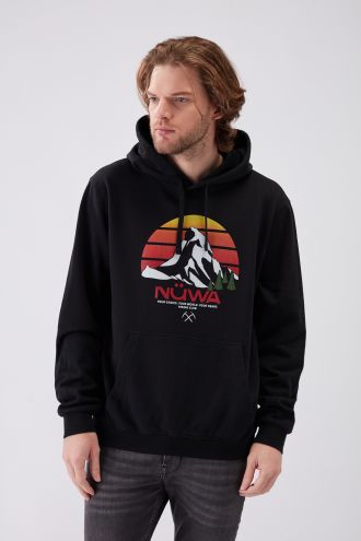 HIKING CLUB Sunset - Recycled Graphic Hoodie in Black