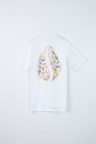 Organic Cotton T-shirt Dress Logo Flowers in White