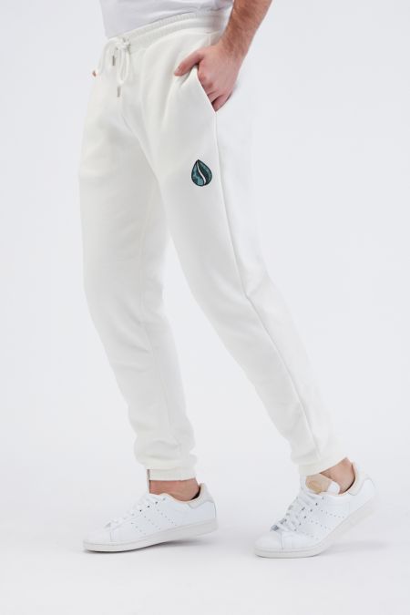 Organic Cotton Logo Embroidery Jogger Pants Gender-neutral in Off white