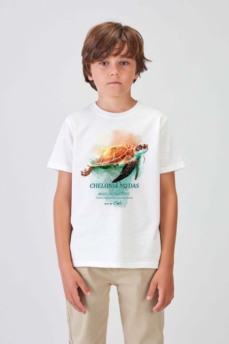 #NM TURTLE - Recycled T-shirt in Off White