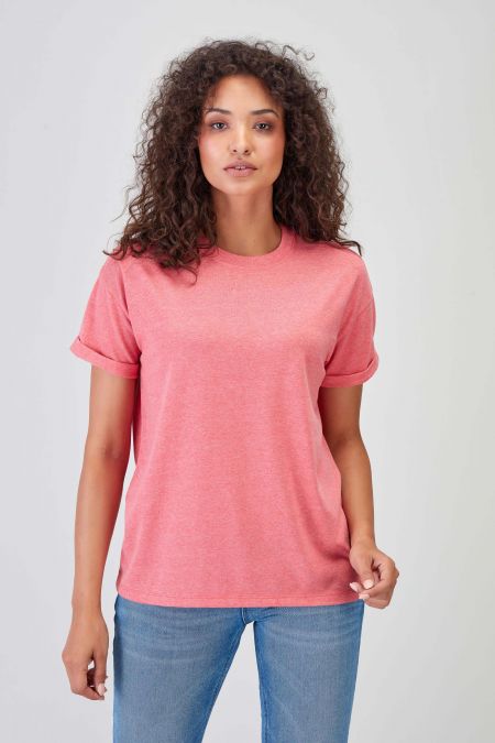  BASIC - Recycled Oversize T-shirt Women Coral