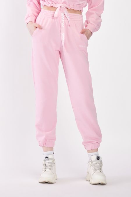Organic Cotton Lightweight Jogger Pants in Pale Pink