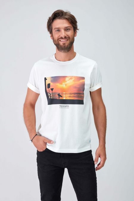SUNSET -  Recycled Graphic T-shirt in Off White