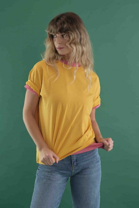  BASIC - Recycled Oversize T-shirt Women Yellow